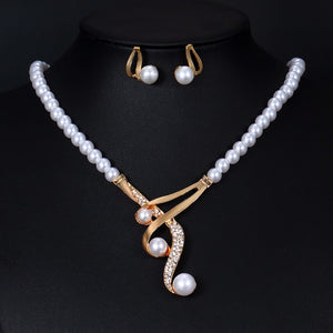 Jewelry Pearl Necklace Earrings Set